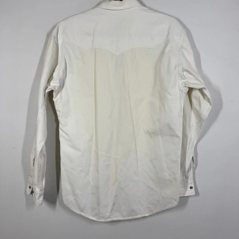 Vintage Levi’s White Western Button Up Shirt Mens Size S Classic Denim Style